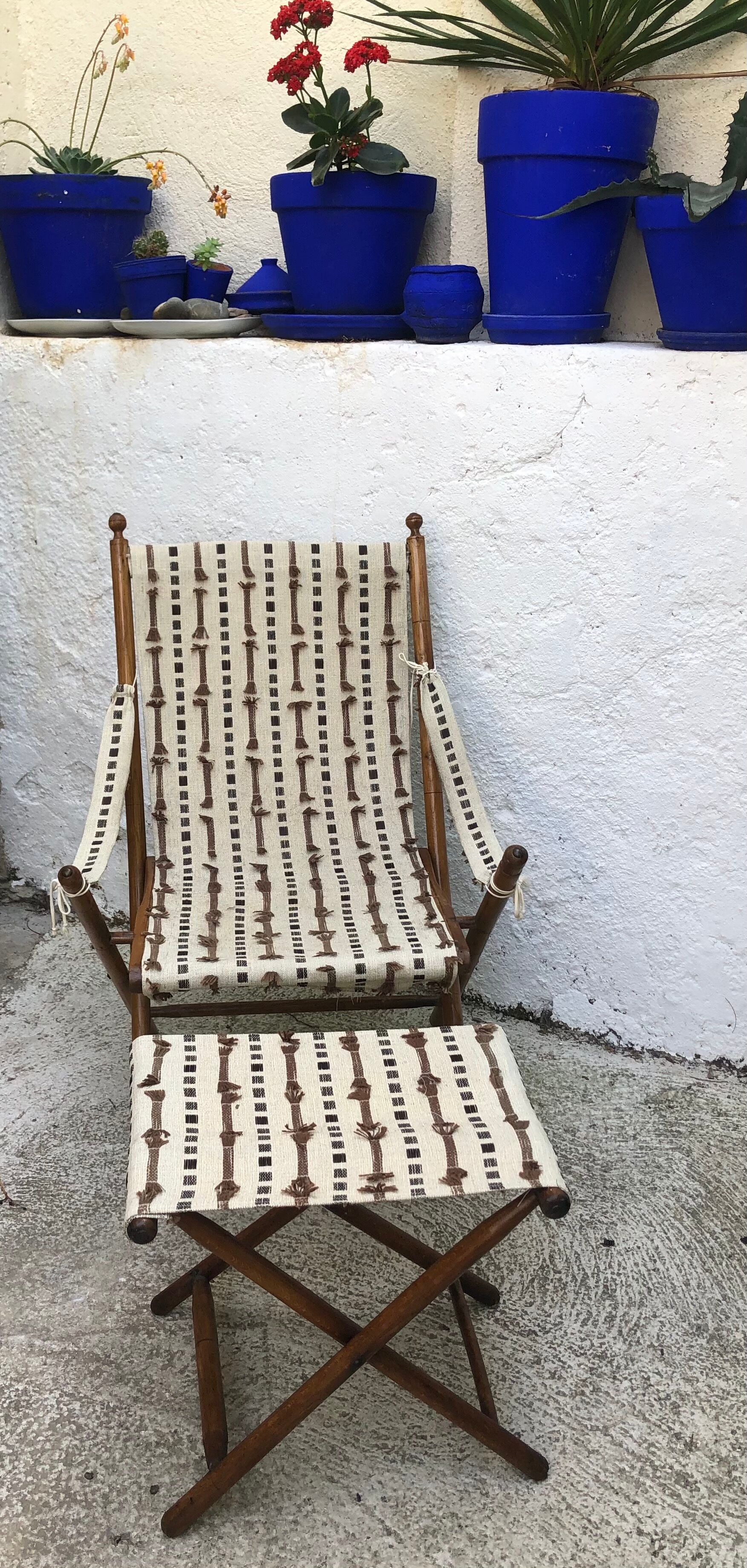 Folding garden chair and his foot rests, folding Napoleon III