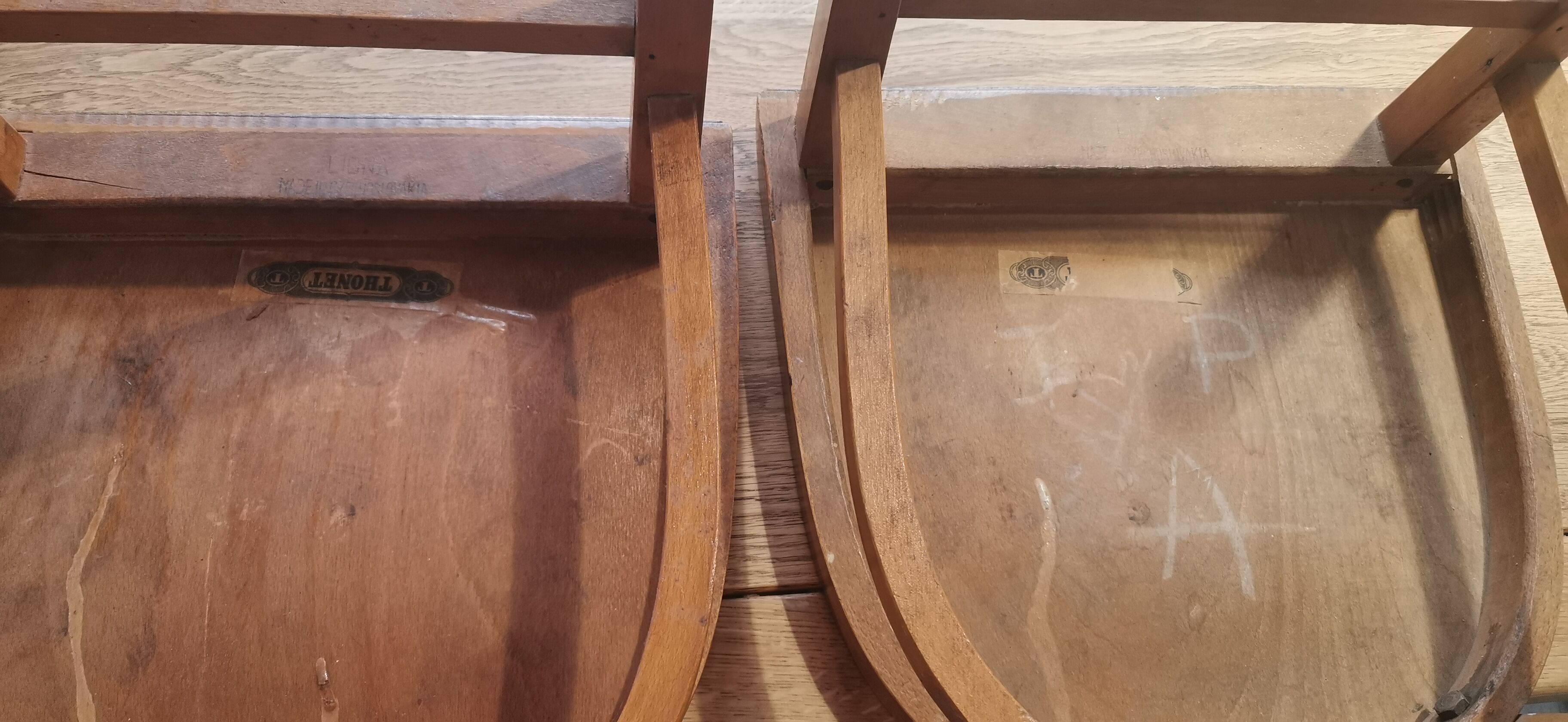 Set of 10 Thonet bistro chairs