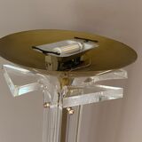 Plexiglass and brass floor lamp. 1970. Italy.