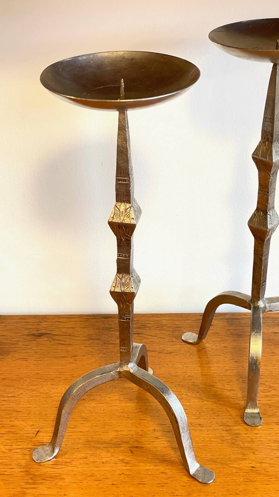 Large Paris steel candle holders