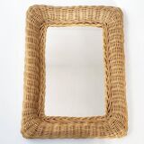 Miroir rotin vintage 1960