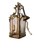 Suspension lanterne 3 feux bronze h40x20 avec fixation 60 cm bon etat