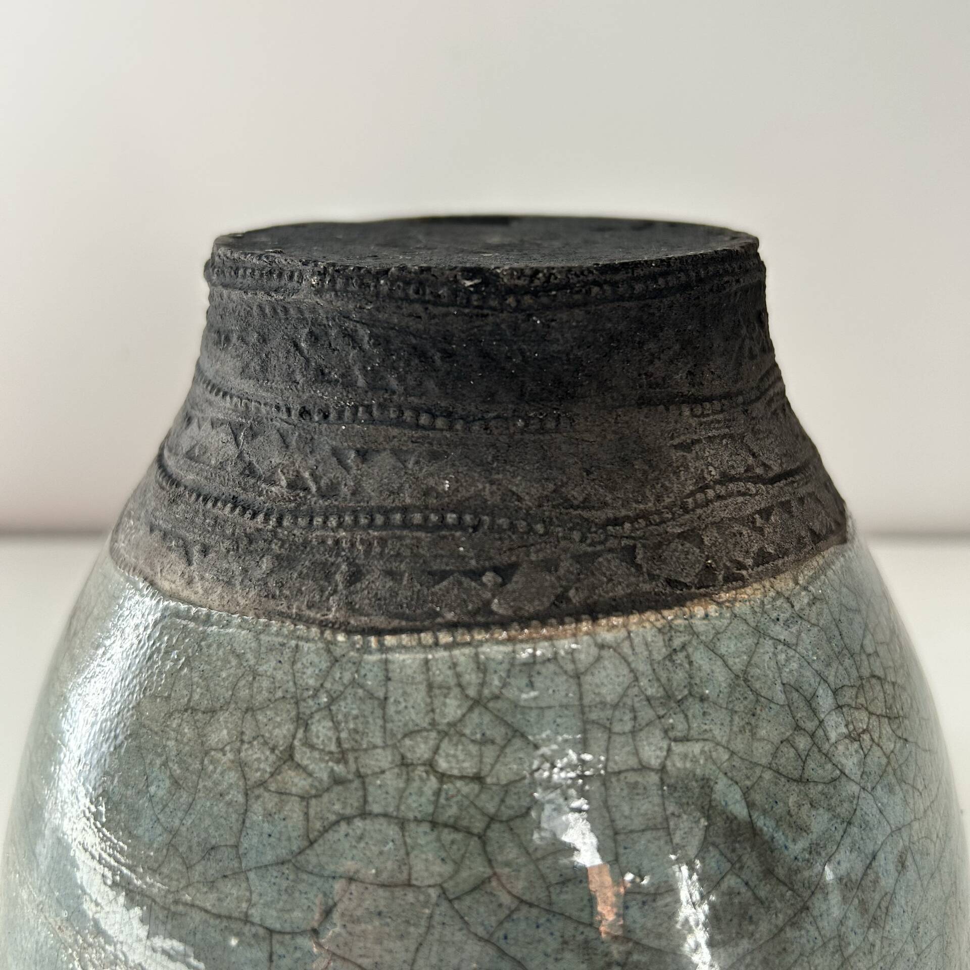 Celadon raku bowl