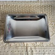 Plat rectangulaire, bannette en métal argenté