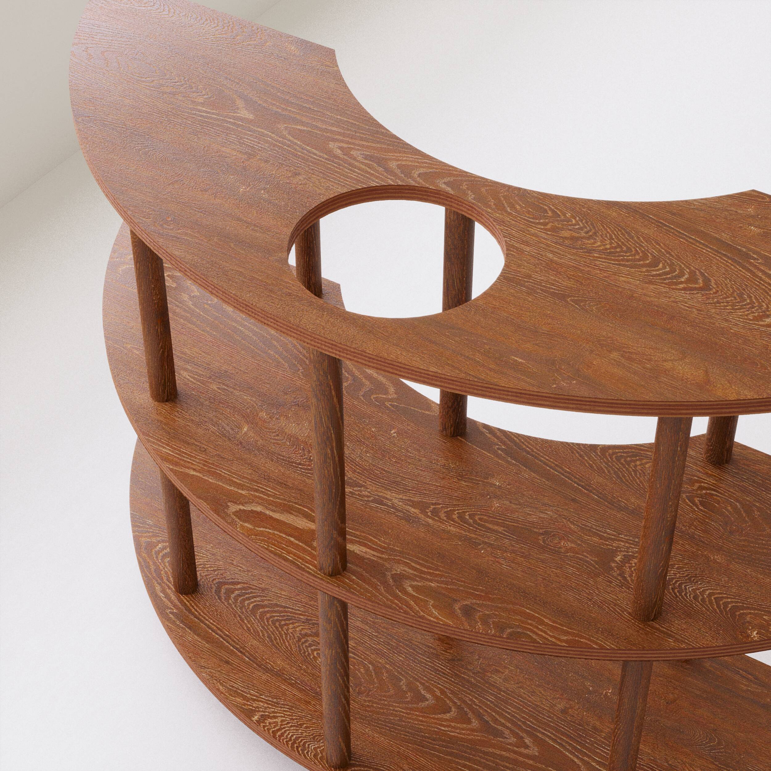 Bibliothèque contemporaine en bois faite à la main