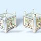 Pair of square flower pots, porcelain planters from Limoges, signed.