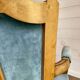 Pair of Louis XVI vintage cabriolet armchairs in duck blue velvet and wood.