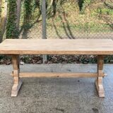 Extendable monastery table renovated in solid raw oak 180 260cm