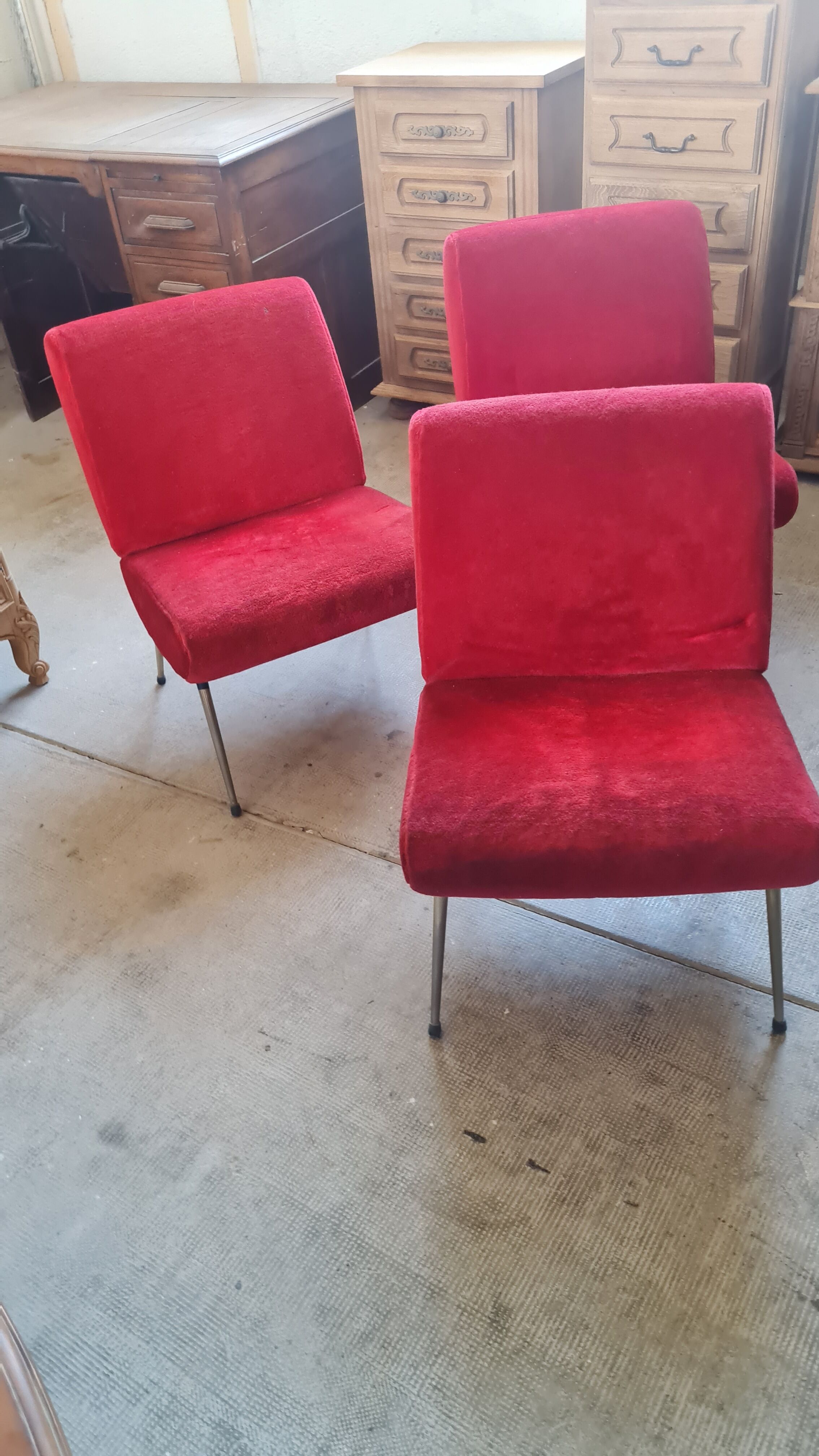 Trio of vintage armchairs edition pelfran year 1960