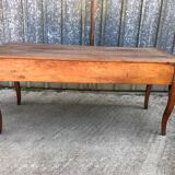 Antique solid cherry farmhouse table with 3 drawers and 2 pulls