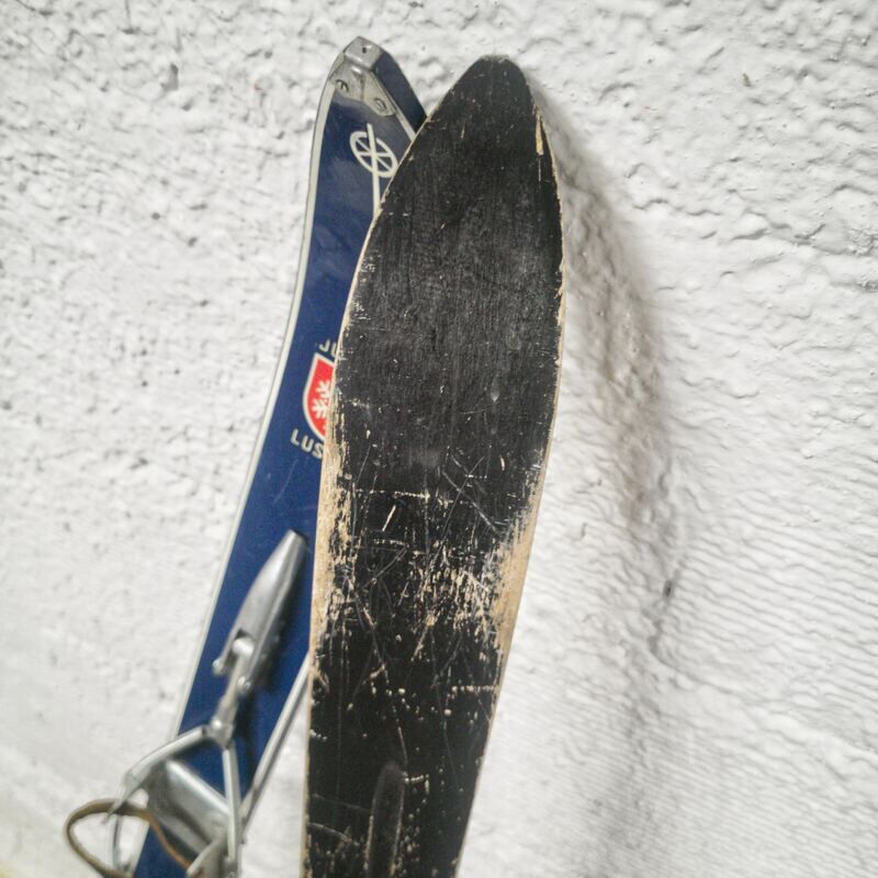 Pair of old wooden skis for children