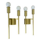 Set of 2 brass italian stilnovo style theatre wall light sconces, italy, 1970s