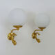 Old pair of wall sconces with carp, brass and globe in white opaline. Year 60