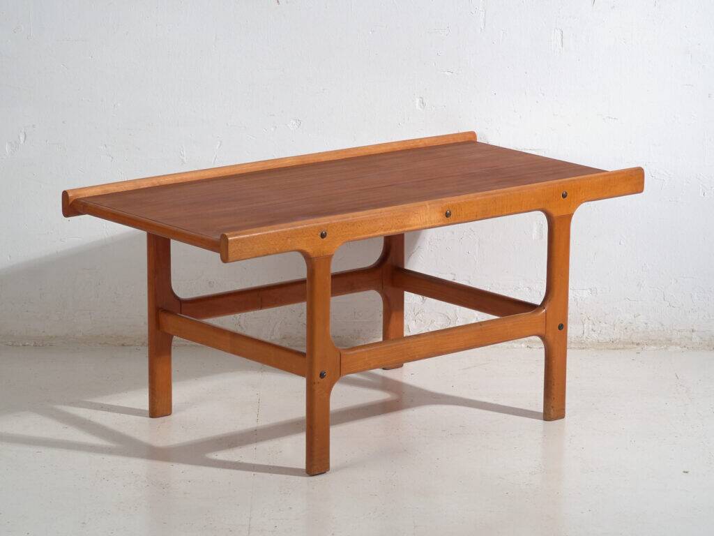Table basse vintage en teck et hêtre style scandinave – Scandinavie, vers 1960
