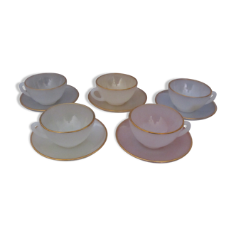 Set of 5 Arcopal cups model "Harlequin"
