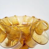 Vintage punch service blown glass Biot amber