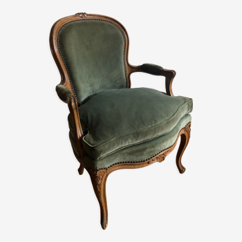 Green shepherdess armchair Louis XV style