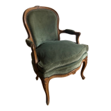 Green shepherdess armchair Louis XV style