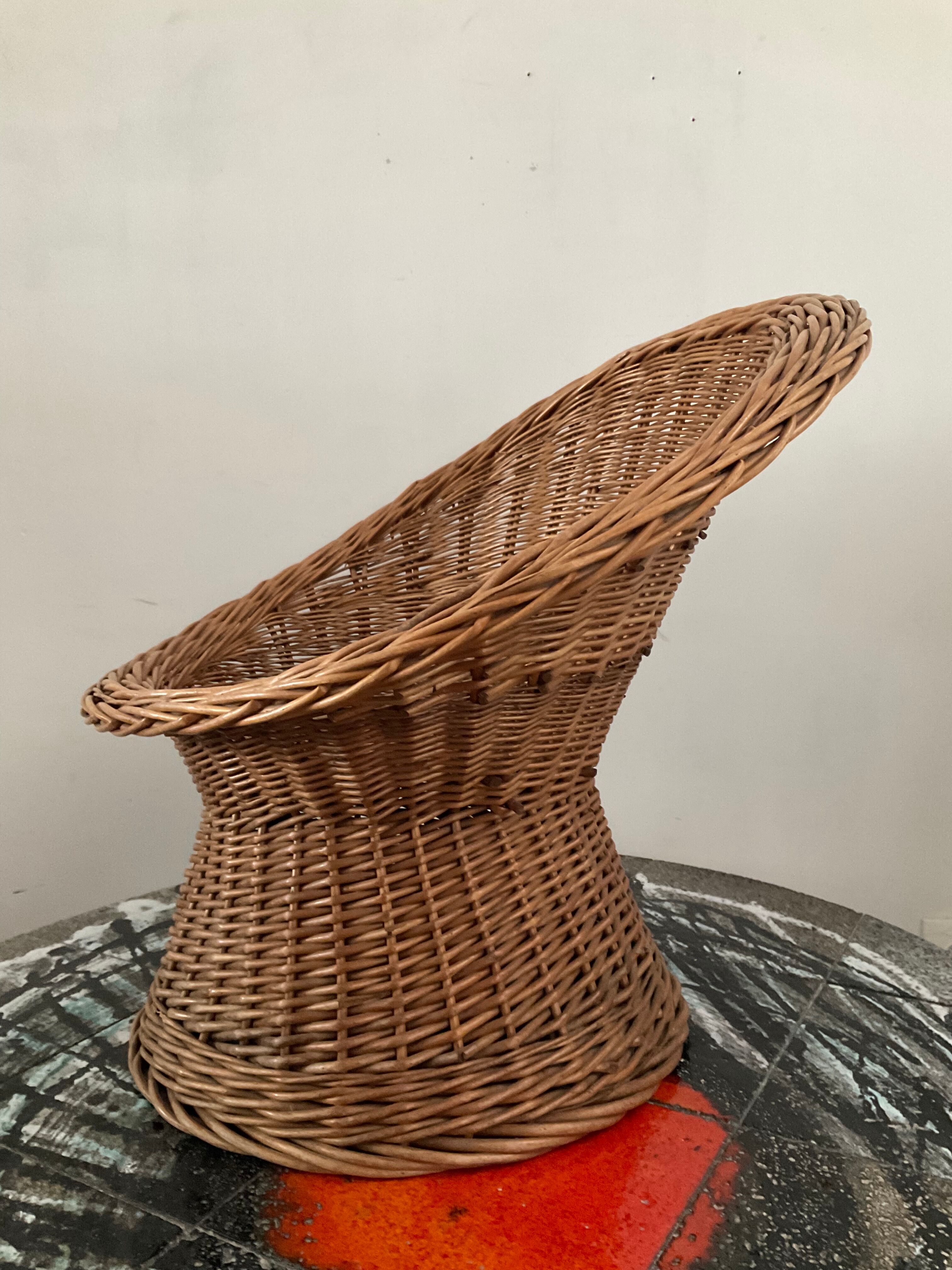 Fauteuil enfant vintage en osier année 70