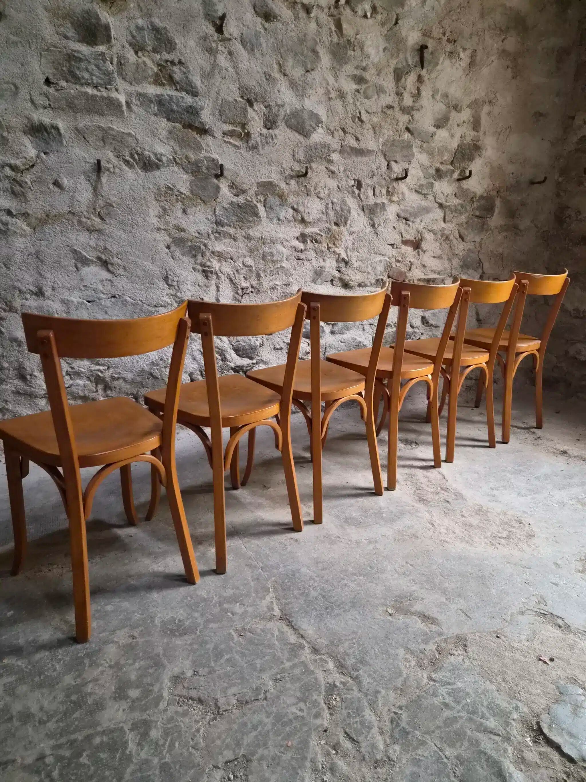 Set of six Baumann bistro chairs, France, 1950s