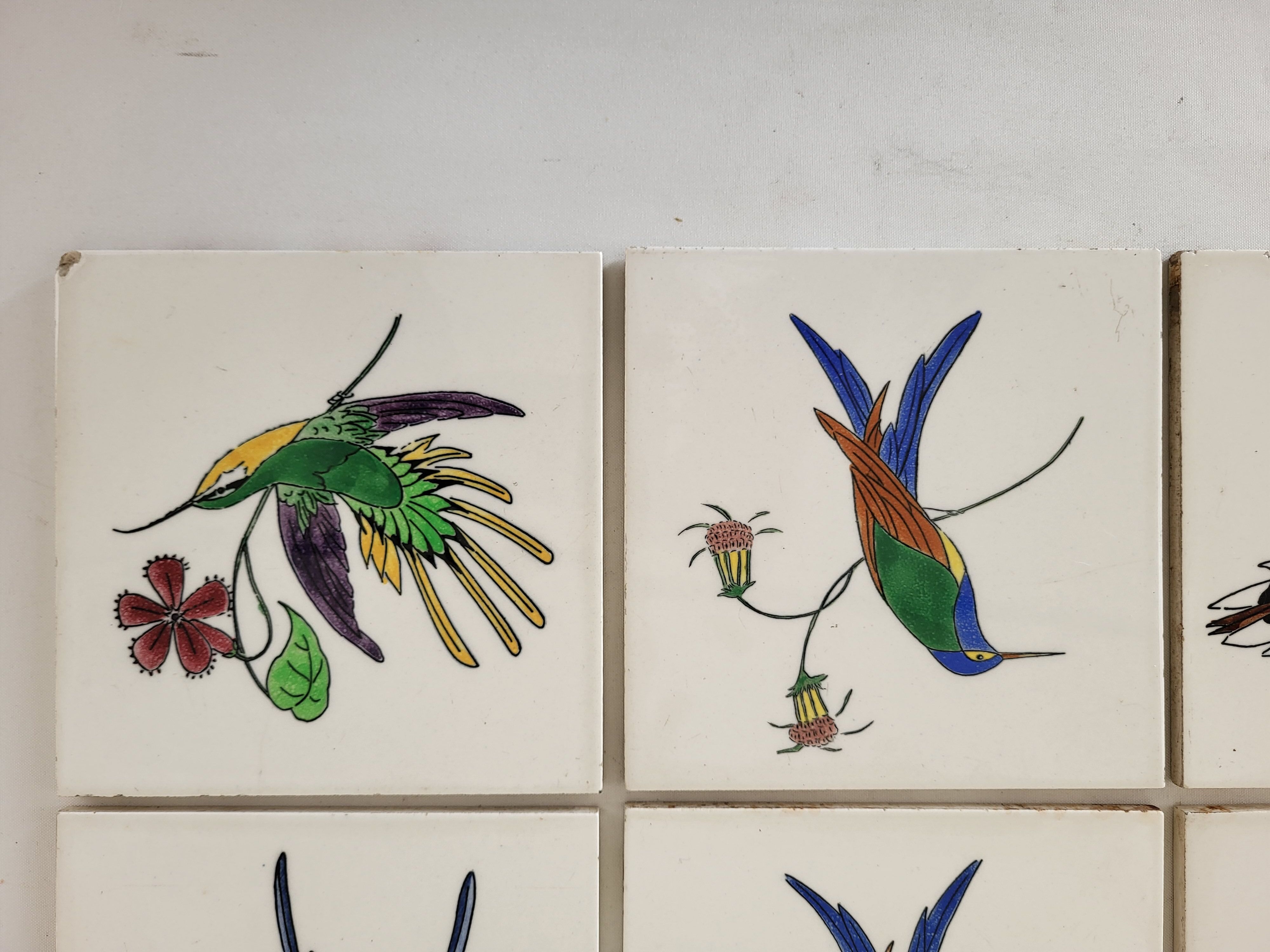 9 tiles tiles tiled earthenware from Gien birds