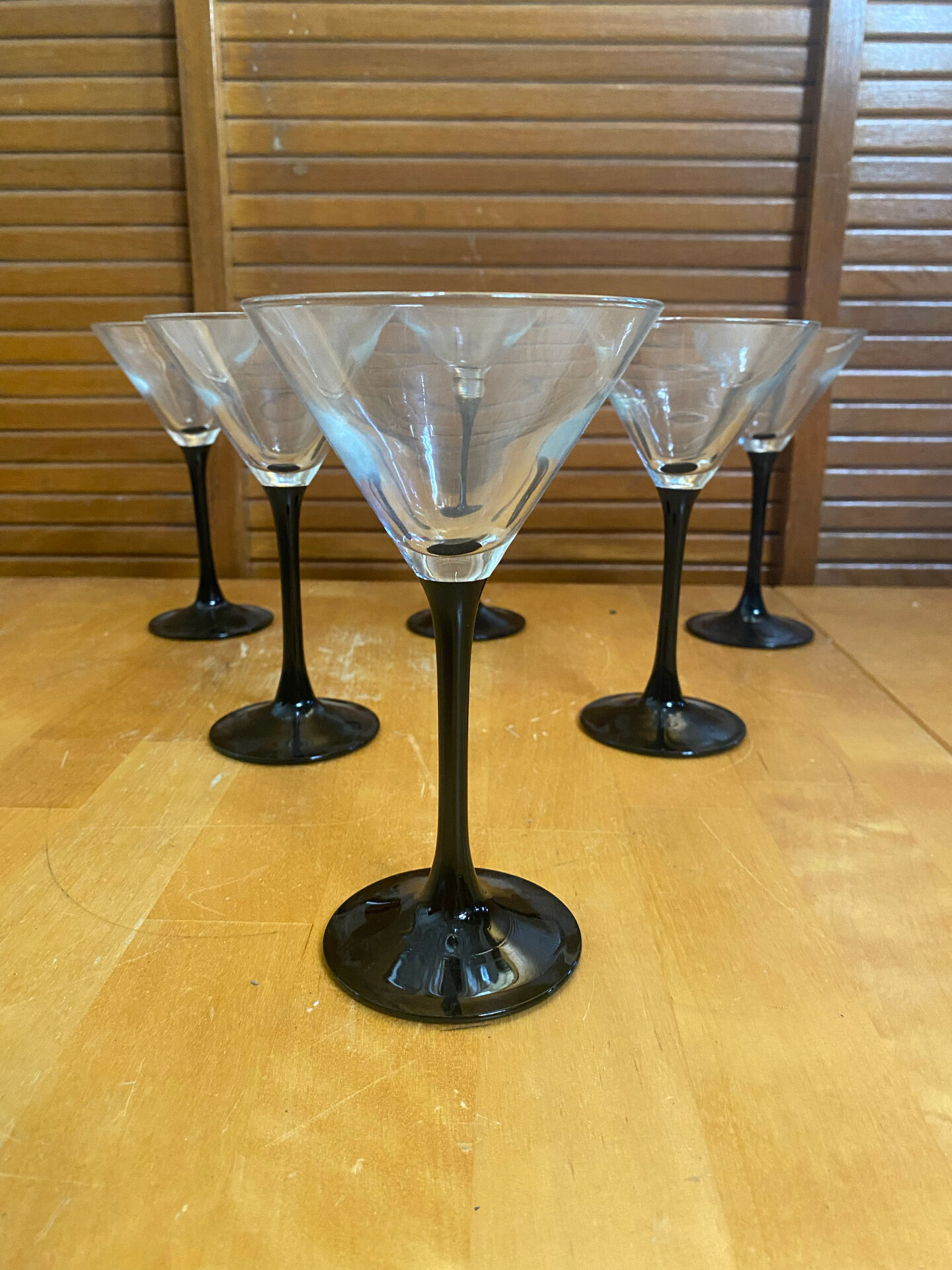 Set of 6 LUMINARC Domino Cocktail Glasses + Black Opaline Vintage