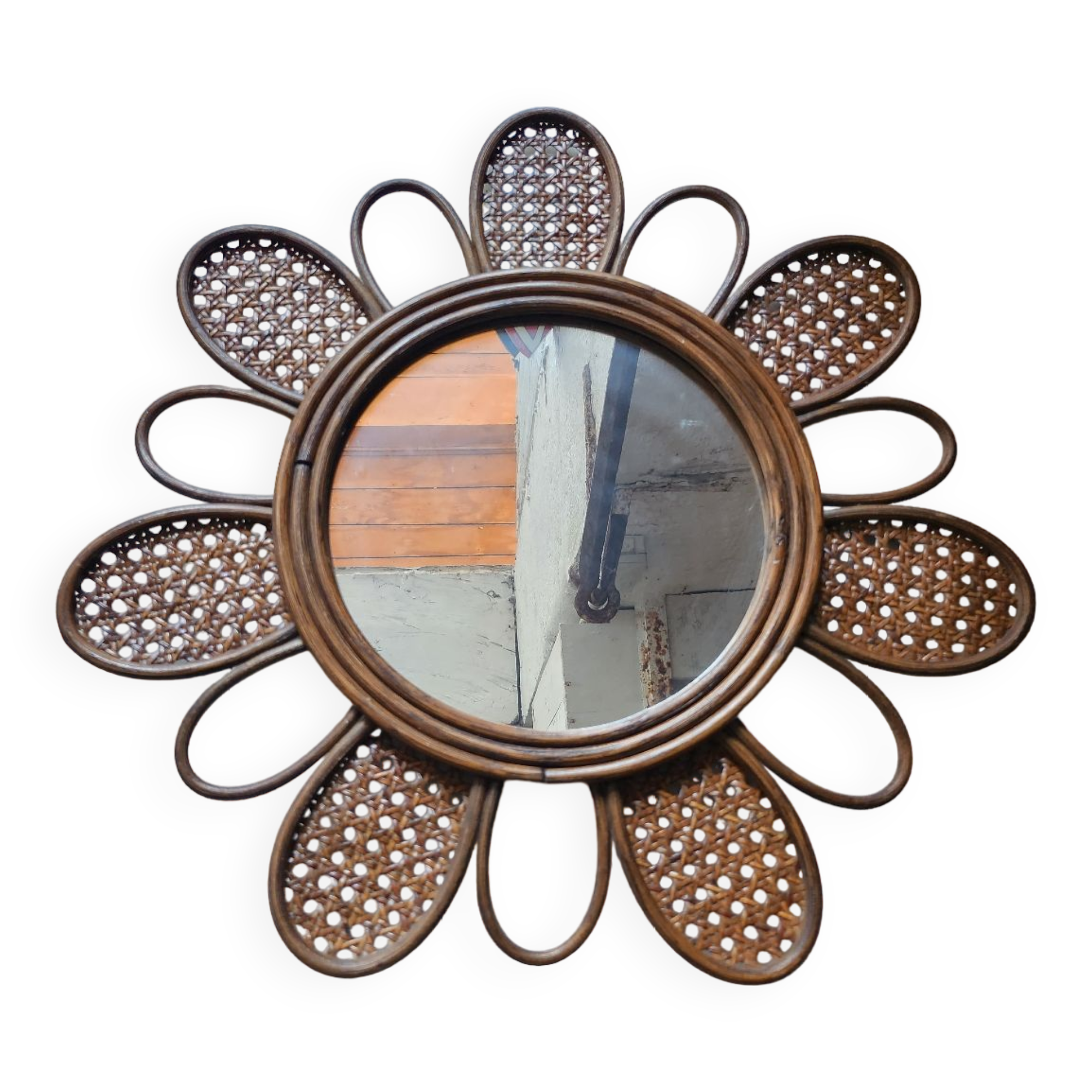 Rattan mirror from the 70s