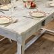 Farmhouse table 6 people white patinated in rectangular solid oak