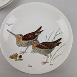 Service modèle oiseaux en faïence polychrome Gien peinte à la main