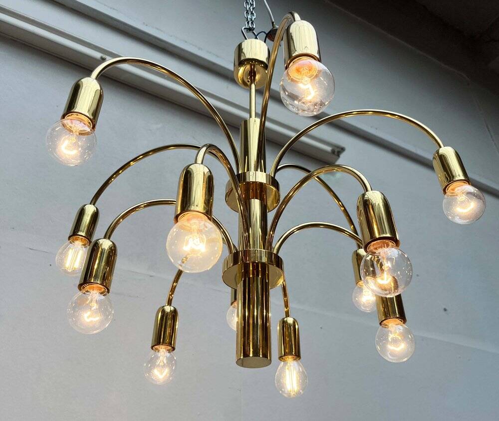 German vintage brass chandelier by Star Leuchten, 1970s.