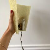 Applique murale en plexi jaune et métal doré années 60-70