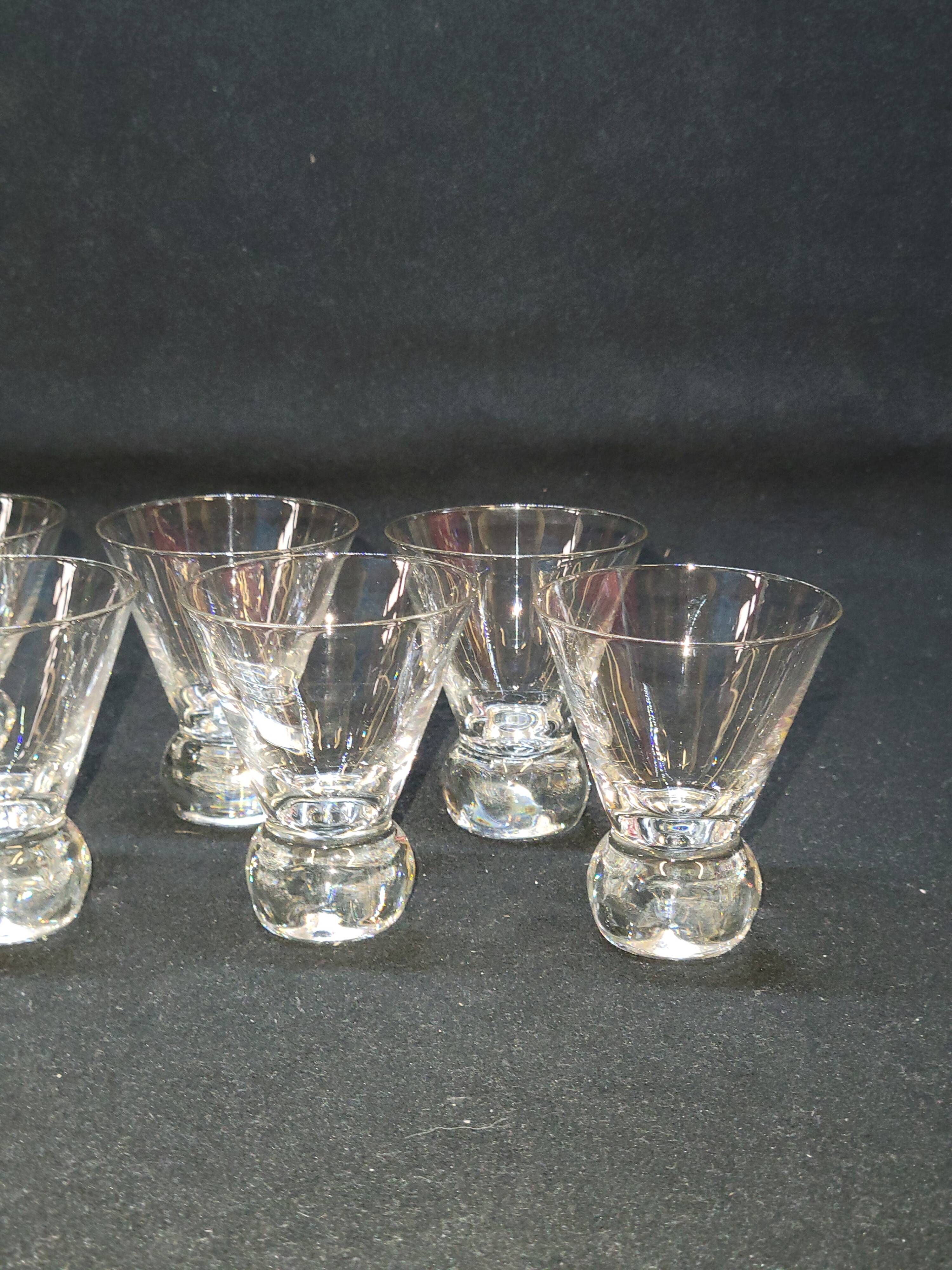 8 Vintage Digestif Shot Glasses with Ball Foot