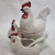 Salerons porcelaine de Limoges coq &poules