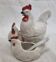 Limoges porcelain salt cellars with roosters and hens