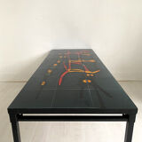 60's enamelled ceramic and metal coffee table