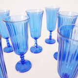 Set of 9 blue champagne flutes