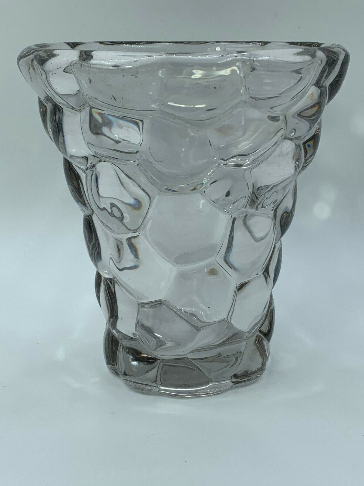 Glass vase or transparent crystal honeycomb art deco
