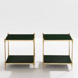 Pair of neoclassical lacquered brass side tables by Maison Jansen, 1970
