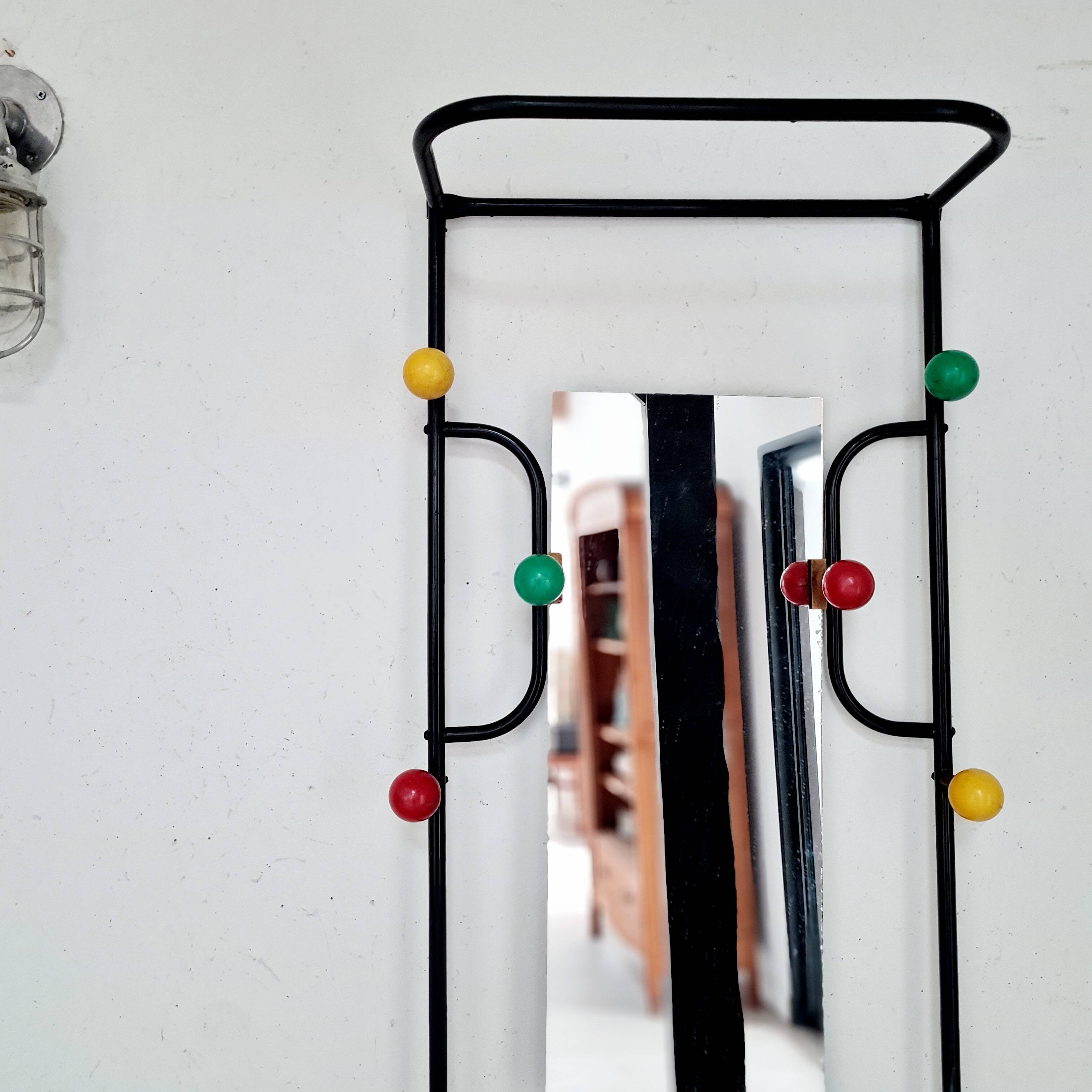 Cloakroom metal coat rack with balls from the 60s