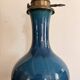 Blue Enamelled Ceramic Lamp Base Brass Vintage Oil Lamp Style