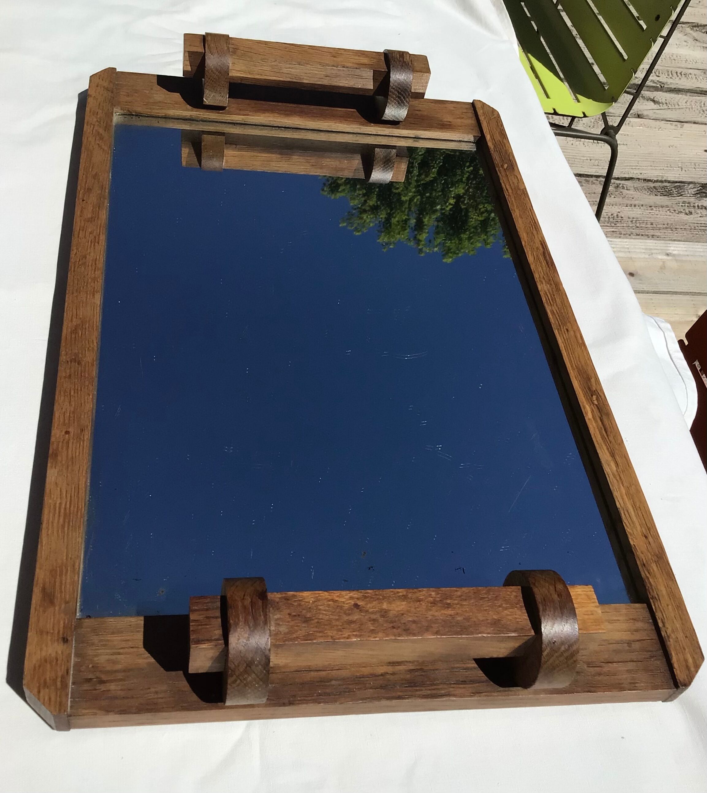 Art deco mirror tray solid wood