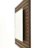 Vintage Pair of Square Walnut Mirrors Produced by Sant'Ambrogio e Deberti, Italy