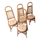 4 bent bamboo and rattan chairs