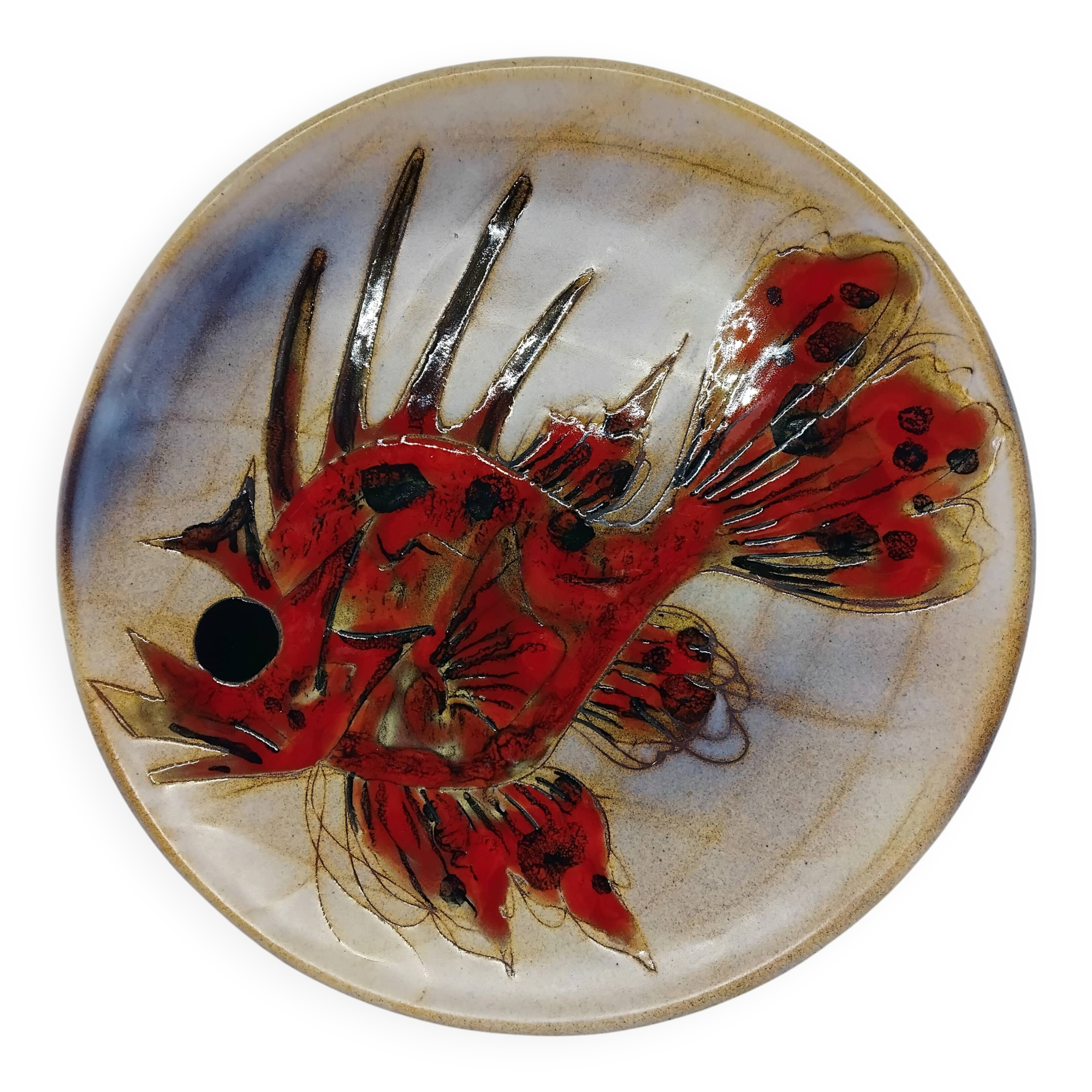 Assiette vintage année 60’. Monique Brenner / Vallauris.