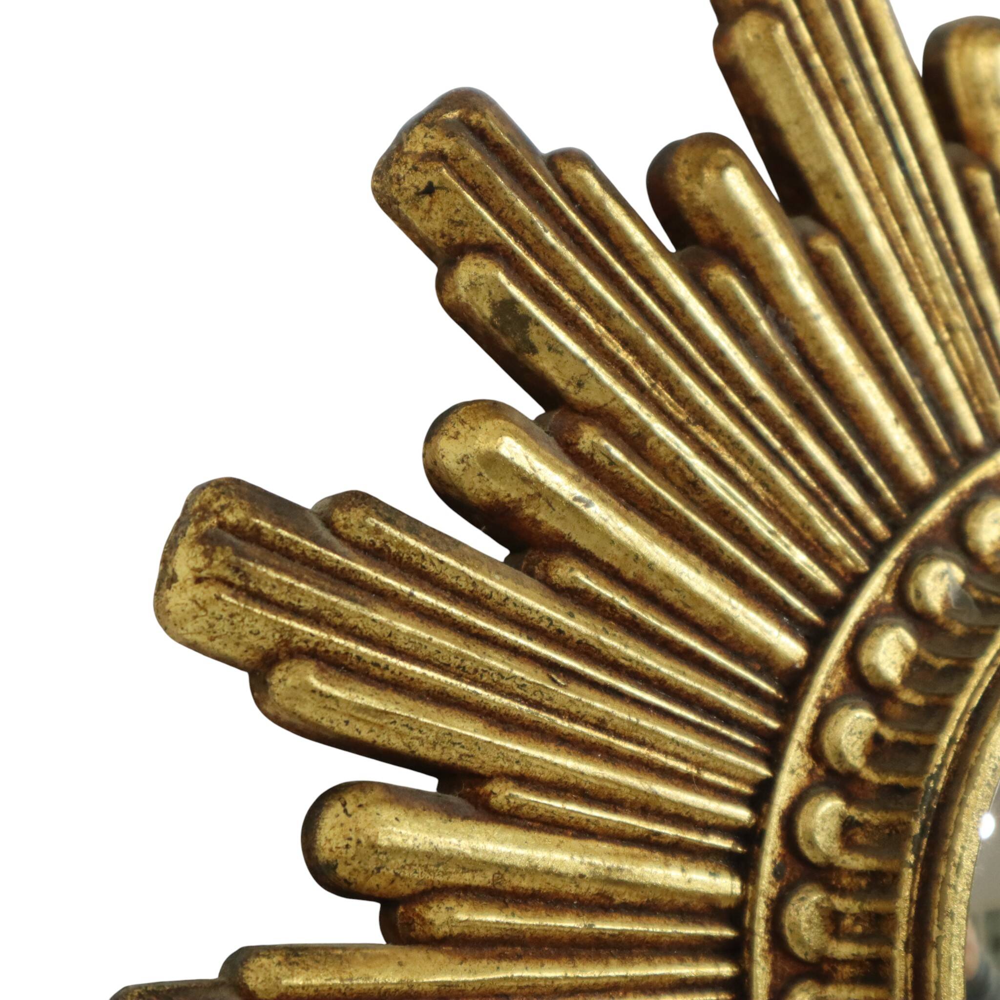 Vintage Sunburst Mirror Gold Convex 24cm