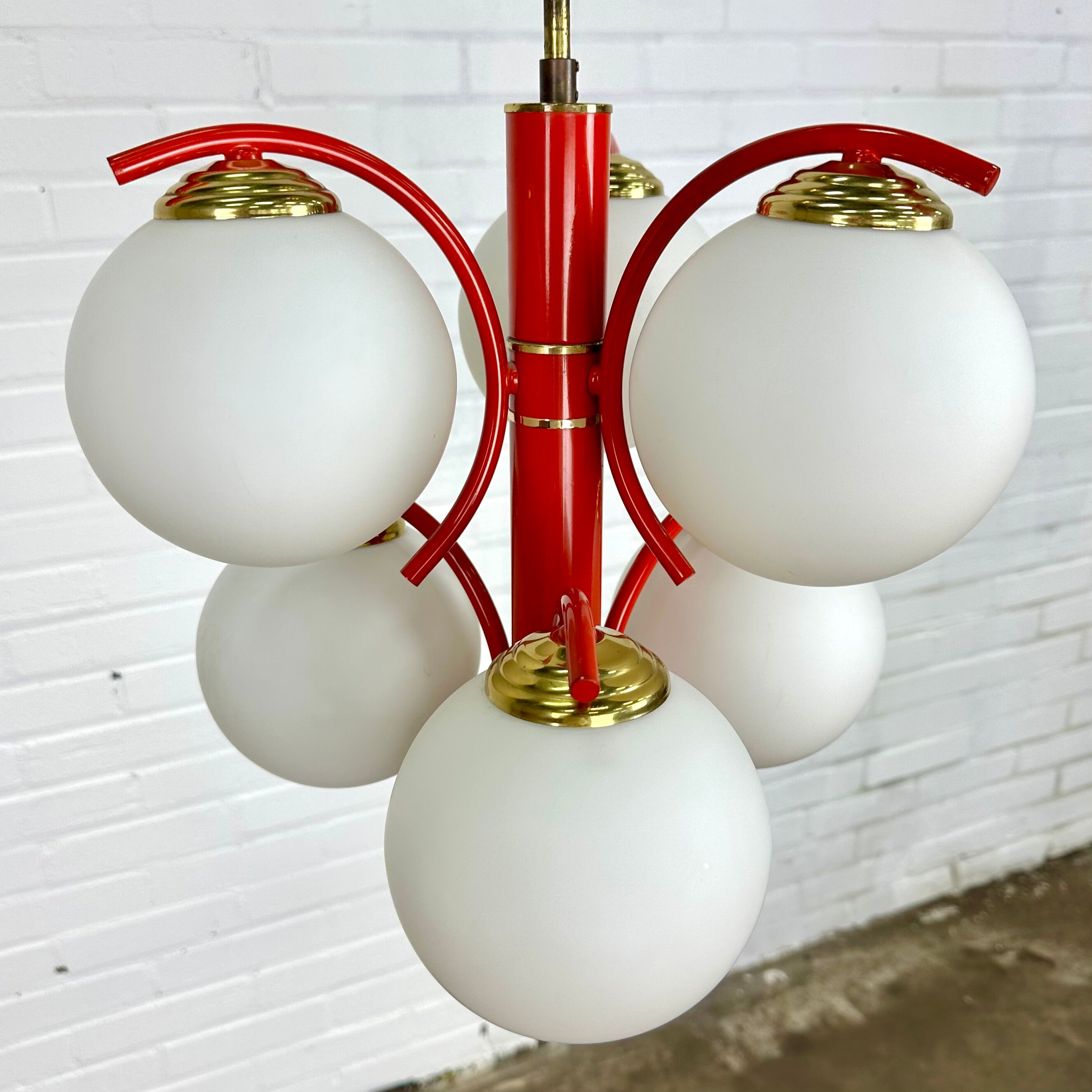 Richard Essig space age design lampe suspendue rouge