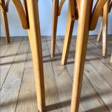 Set of 6 Luterma bistro chairs in blond wood and skaï 50s