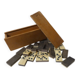 Antique set of dominoes made of bone and wood