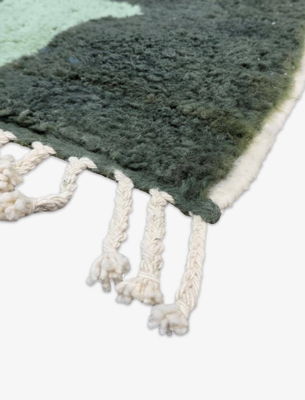 Contemporary Green Berber Rug - 300 x 246 cm