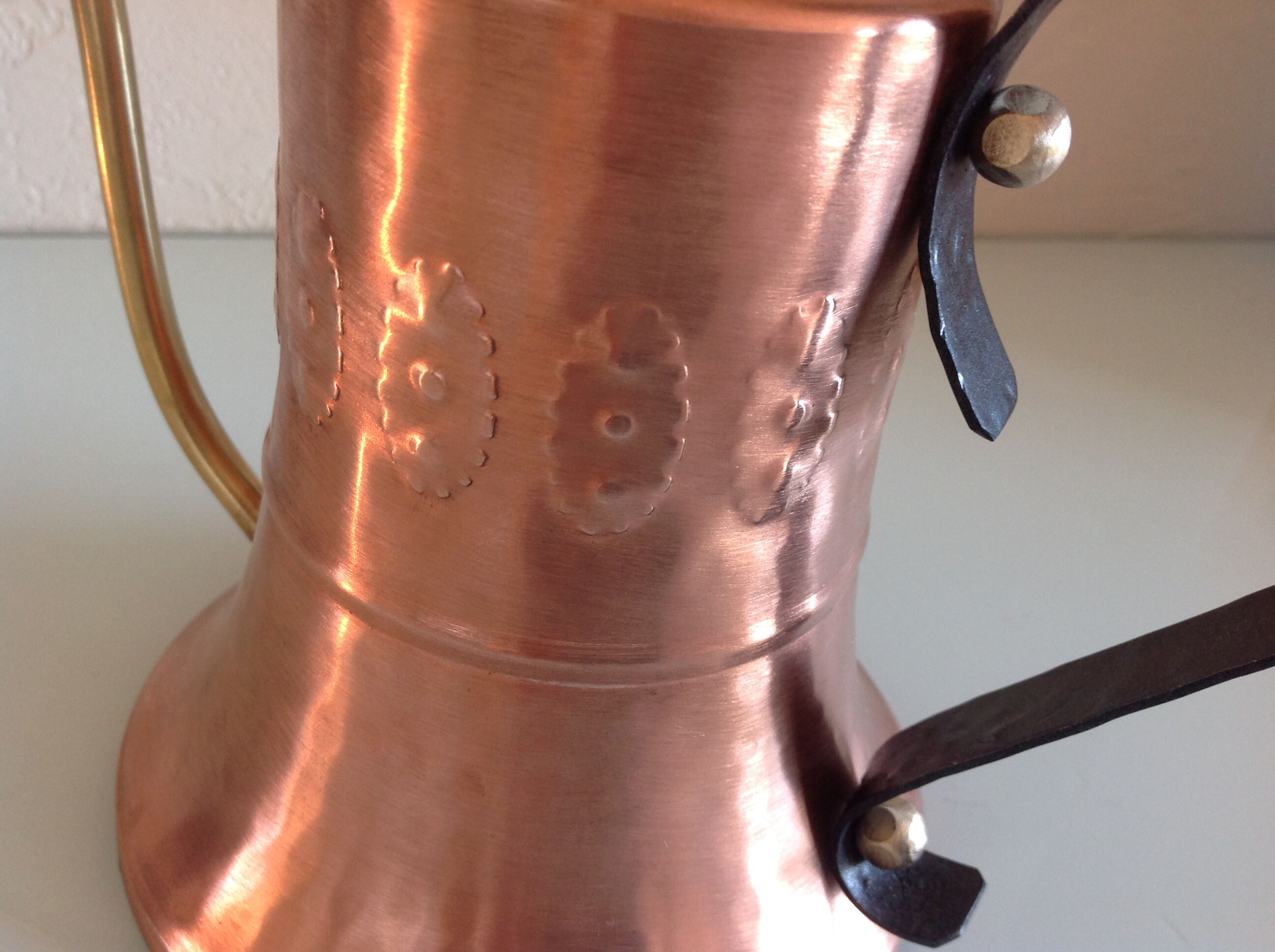 Brushed red copper watering can vintage 60s/70s